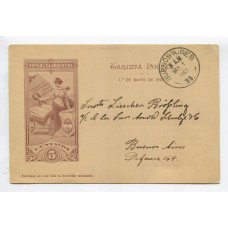 ARGENTINA ENTERO POSTAL GJ TAR-43-M TARJETA POSTAL CON ILUSTRACION AL DORSO USADO U$ 10